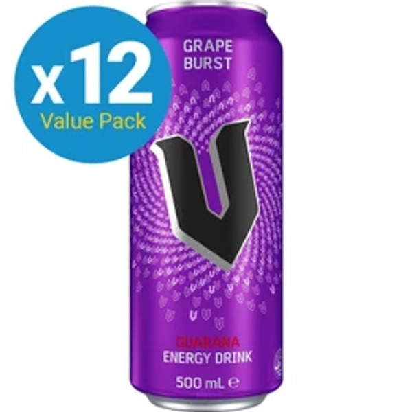 V Energy Drink Can - Grape Burst (500ml) 12 Pack