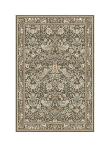 Ruggable x Morris & Co. Strawberry Thief Rug, Stone Gold