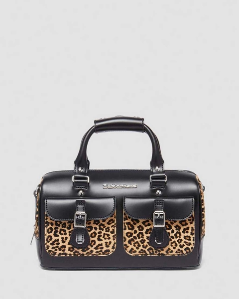 DR MARTENS Leopard Print Hair-On Top Handle Bag