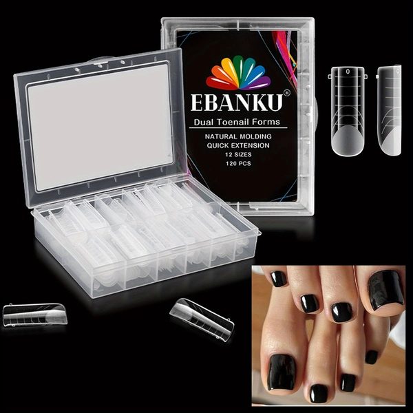 EBANKU Poly Gel Toenail Kit, Reusable Poly Gel Toenail Extension Kit for Both Toes, Women'S Toenail Tool (120pcs)