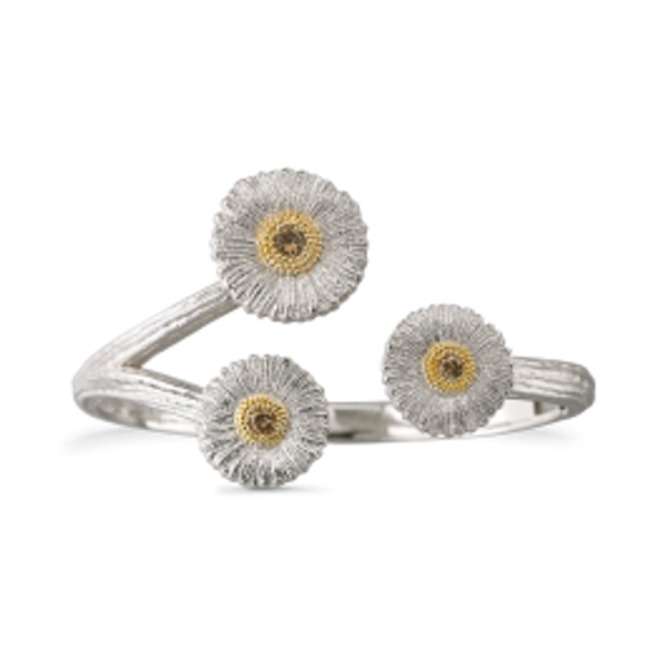 Buccellati Blossoms Silver and Ruthenium Cuff Bracelet with Diamonds