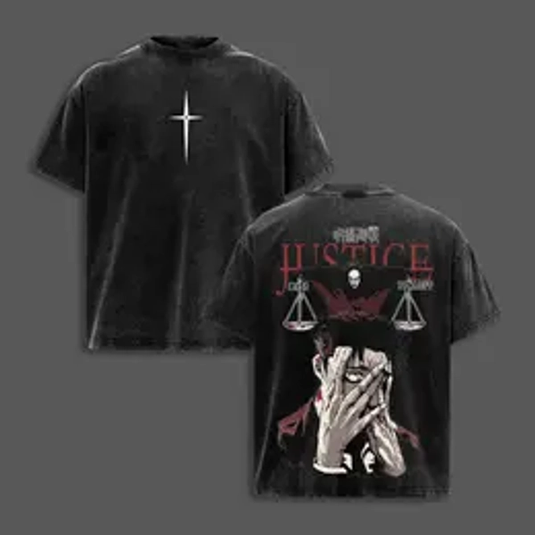 Men's Vintage Washed Hiromi Higuruma Graphic Tee - Jujutsu Kaisen Oversized Heavy Cotton Anime T-Shirt, Y2K Streetwear Unisex JJK Merch, Bold Graphics, Cartoon Print, Relaxed Cut, Retro Chic, All Seasons