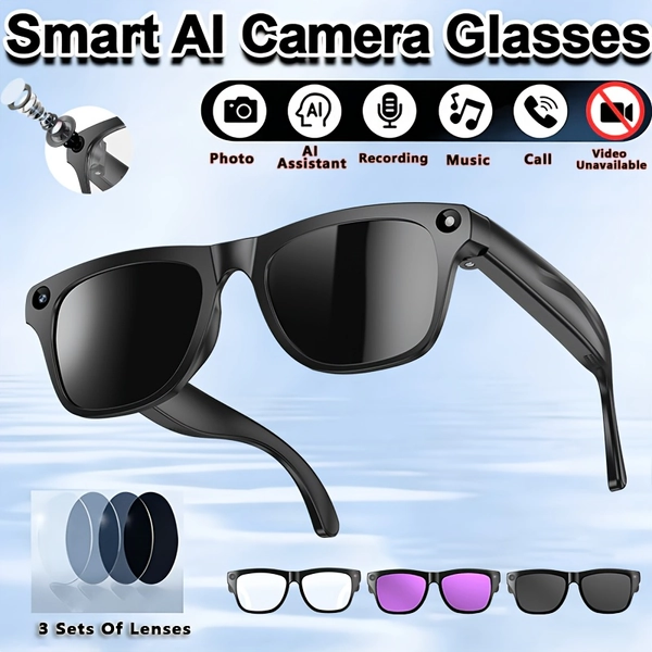 TEMU Ai Smart Camera Glasses, Ai Translation, Assistant, Multilingual Translation, Stereo Music, Magnetic Fast Charging, Wireless Calling, Gift