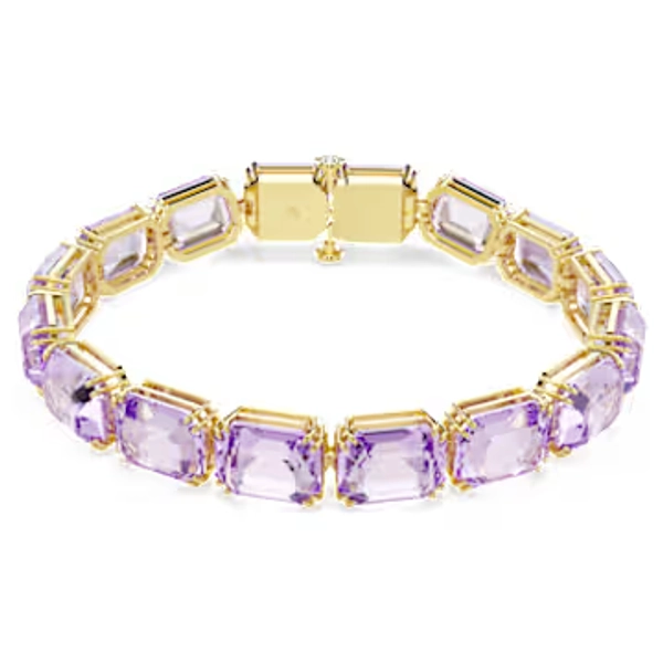 Millenia bracelet, Octagon cut, Purple, Gold-tone plated