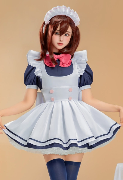 DDD Momo Ayase Cosplay Costume Maid Dress with Apron and Hairband