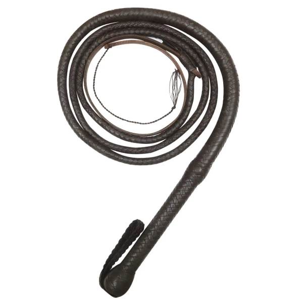 Braided Leather Bull Whip - Western Ranching & Horse Training Gear