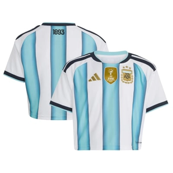 White Argentina National Team FIFA x World Cup 2022 Winners Home Cropped Replica Jersey