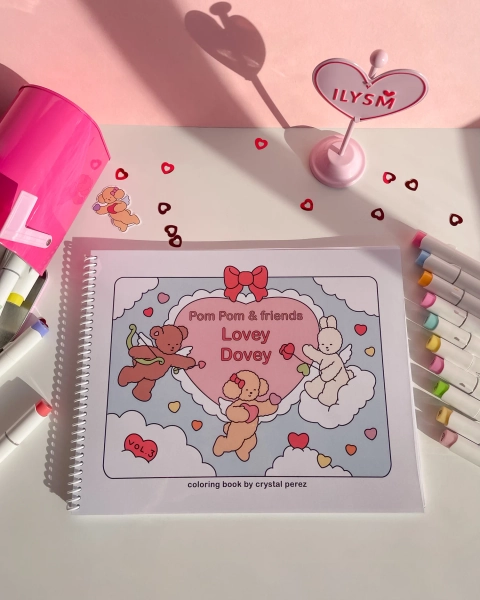 Lovey Dovey Coloring Book Volume 3 - Pom Pom & Friends (PRE-ORDER 1 week)