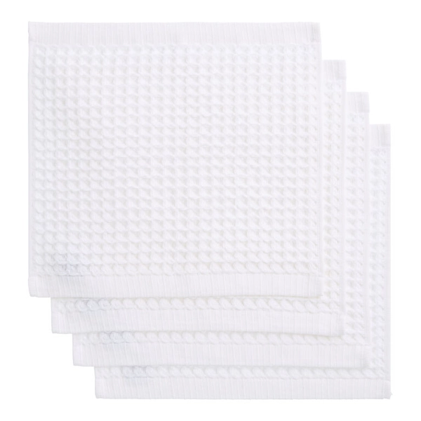 White Waffle Weave Cotton Washcloth 4 Pack
