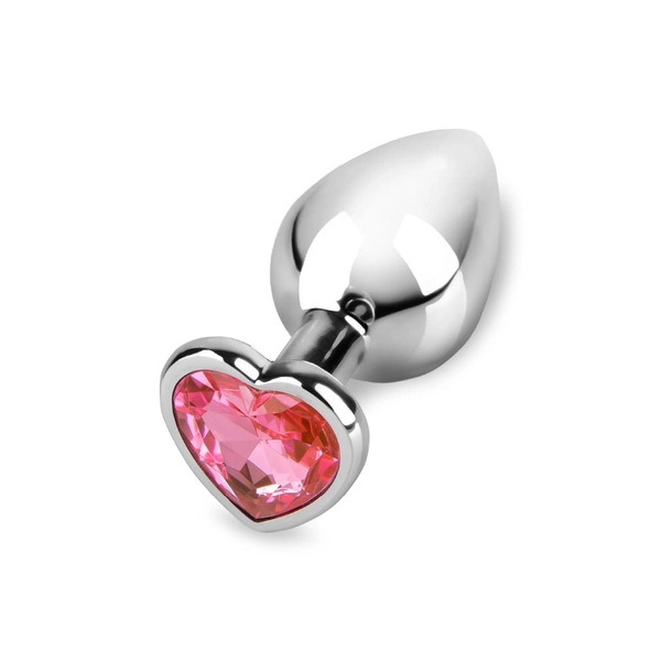 pink heart jewel butt plug medium