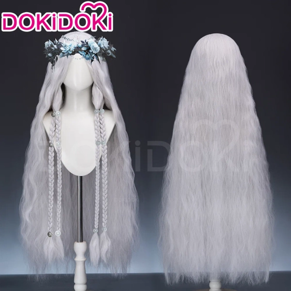 【Ready For Ship】【100 CM】DokiDoki Game Cosplay Wig Long Curly Silver Hair - Wig Only-Ready For Ship