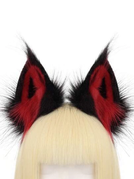 Handmade Faux Fur Fox Wolf Ear Headband Animal Hairband Headwear Cosplay Costume Props,Halloween