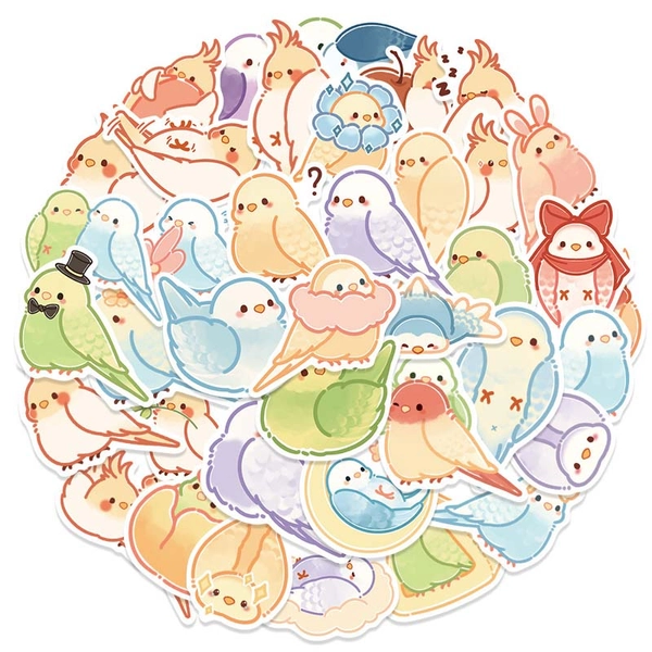 40PCS Parrot Stickers Cute Birds Laptop Decal Cockatiel Waterproof Sticker Set
