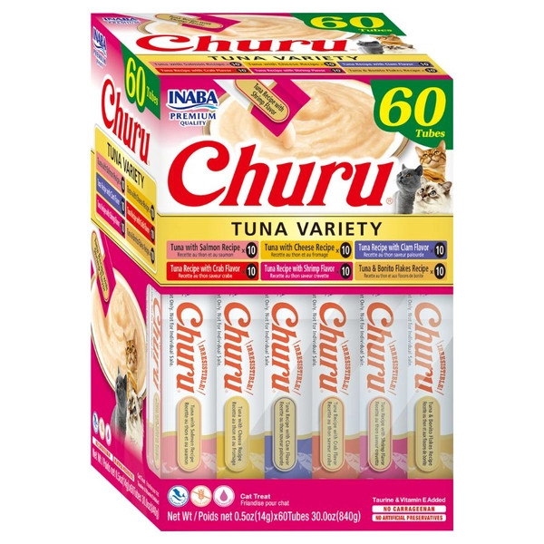 Churu para gatos variedad de sabores atún 60 tubos/840 GR