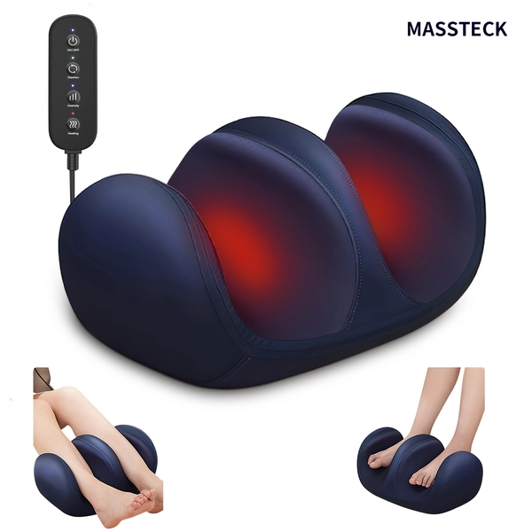 MASSTECK Foot Massager Machine with Heat, 3 Massage Level & 2 Modes, Shiatsu Feet And Leg Massager, Kneading Rolling for Foot, Calf, Ankle, Leg, Plantar, Massage Gift for Mom/Dad/Women/Men