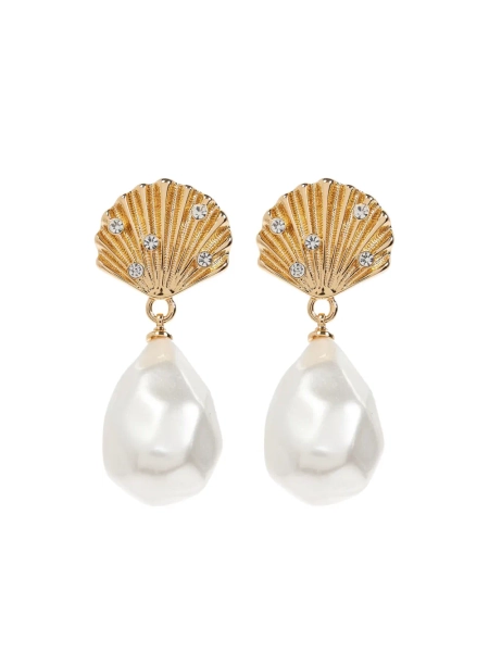 Self-Portrait: Shell-Shaped Faux Pearl-Drop Earrings