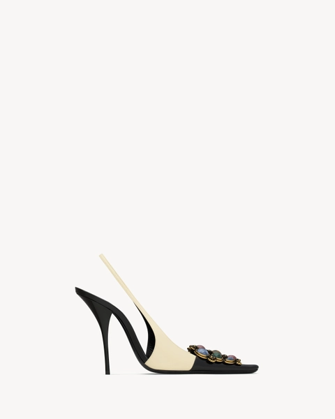 YSL ICELAND slingback pumps in smooth leather and crystals