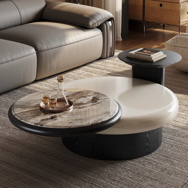 Brayden Studio® Kerubel Largent Rotatable Solid Wood Coffee Table With Microcrystalline Stone Countertop | Wayfair
