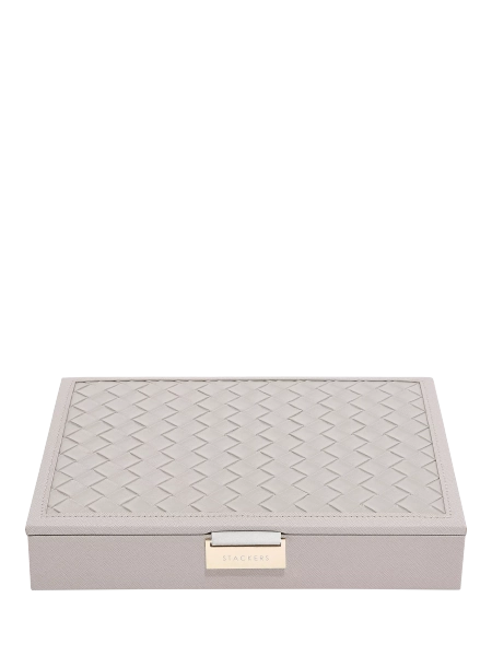 Stackers Classic Woven Lid Jewellery Box, Blush Pink