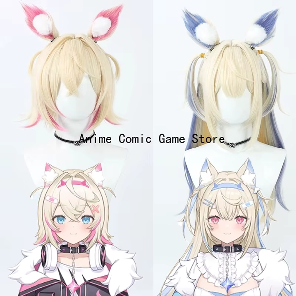 In Stock Fuwawa Abyssgard/Mococo Abyssgard Cosplay Wig Holive FUWAMOCO Wigs for Women Heat Resistant Synthetic Hair +wigCap