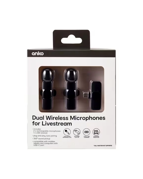 2 Pack Wireless Mini Microphones