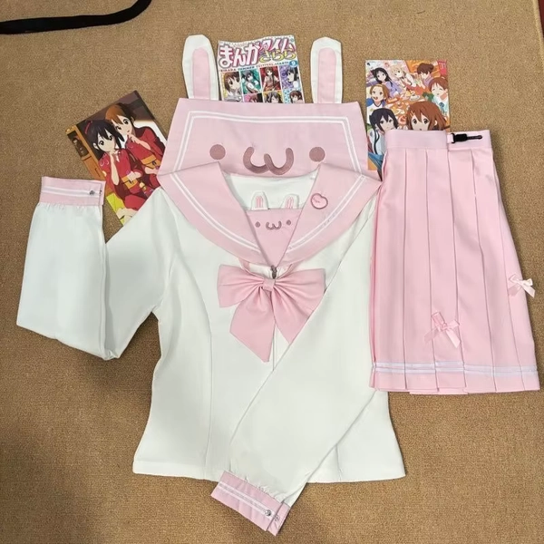 Spring Summer Japanese College Style Women's 2 Piece Set Y2k Sweet JK Design Female Party Kawaii Set Korean Fashion Woman Outfit
