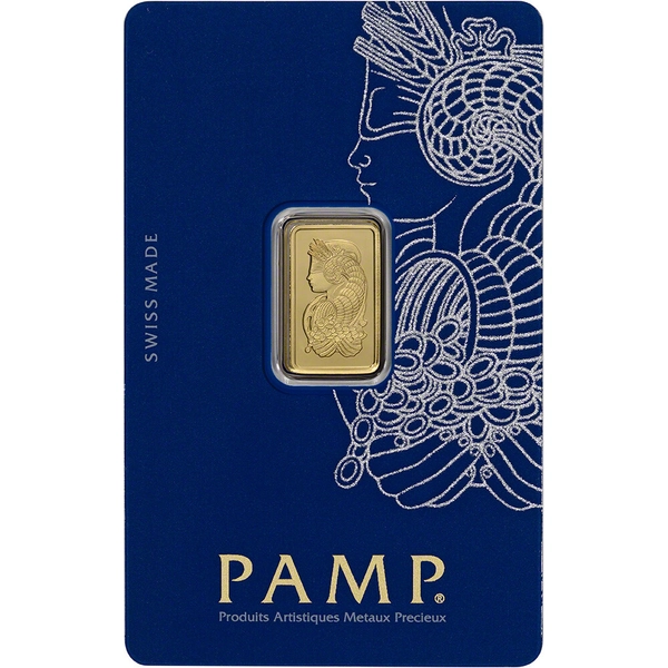 2.5 gram Gold Bar - PAMP Suisse - Fortuna - 999.9 Fine in Sealed Assay