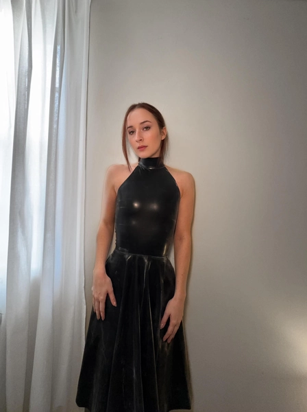 Latex Halter Neck Midi Dress. Custom Made.