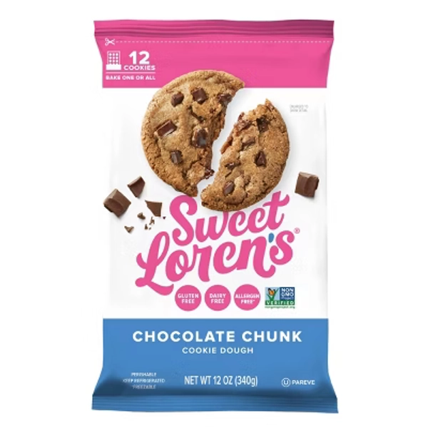 Sweet Loren's Gluten Free Vegan Chocolate Chunk Cookie Dough - 12oz/12ct