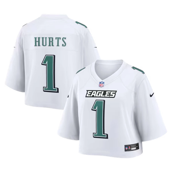 SMALL Women's Nike Jalen Hurts White Philadelphia Eagles Cropped Fashion Game Jersey