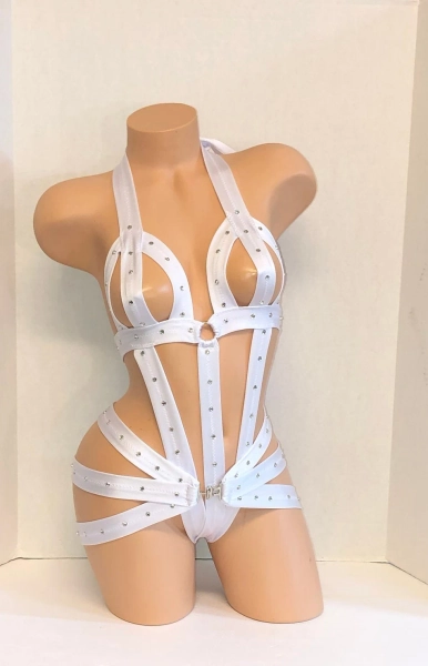 EXOTIC DANCEWEAR White One Piece Cage