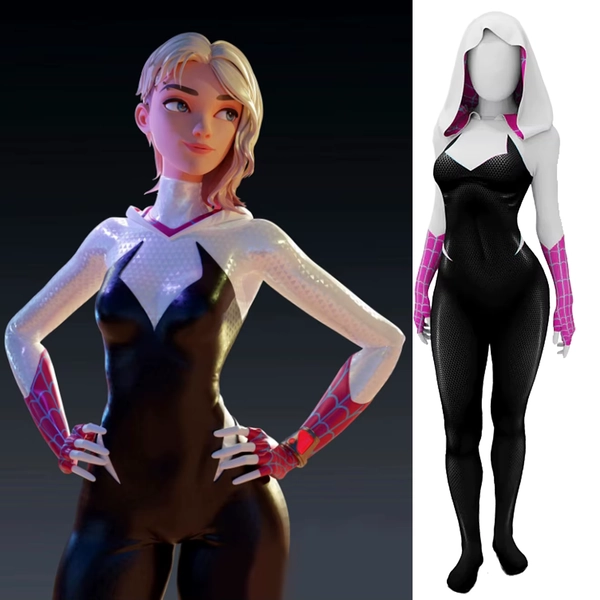 Woman Across the SM Verse Cosplay Gwen Stacy Costume Superhero 3D Printed Spandex Bodysuit Zentai Outfit Halloween Costume Adult