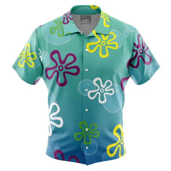 Bikini Bottom Pattern Spongebob Squarepants Button Up Hawaiian Shirt