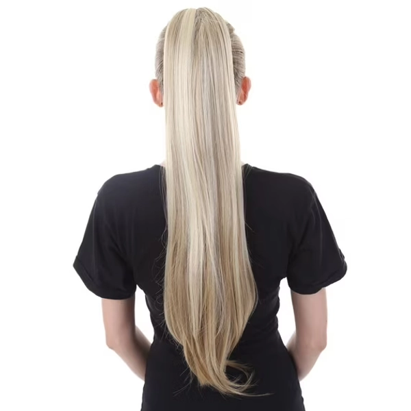 HPO Women's Straight High Heat Jaw Clip Ponytail Extension, Light Blonde Color Options - 25.5"
