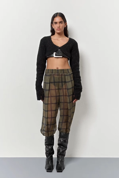 Tessan Trousers - Khaki Check Georgette