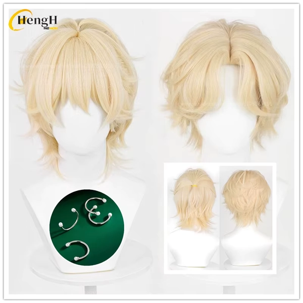 En Stock Anime Luka sintético 30cm leche oro parte media peluca pelo resistente al calor fiesta de Halloween Cosplay pelucas de Anime + una gorra de peluca - AliExpress 200165144