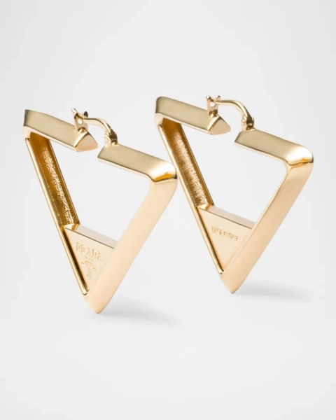 Prada Triangle Hoop Earrings