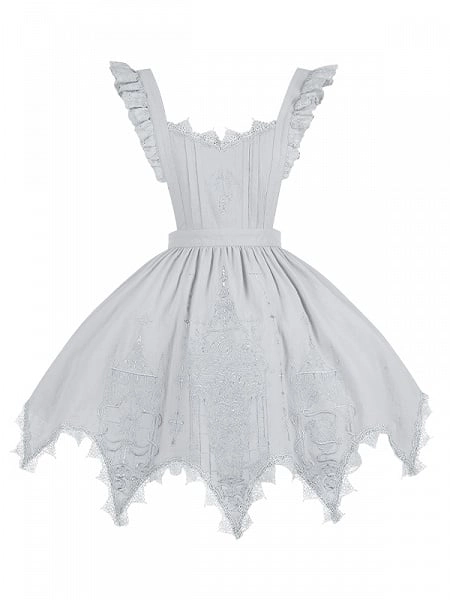 Candelabra Embroidery Gray Gothic Lolita Apron