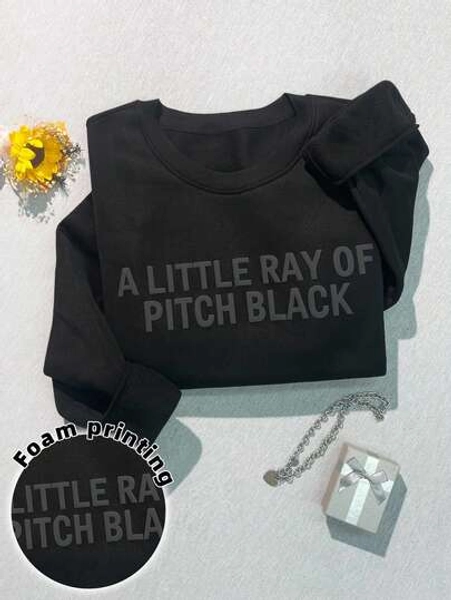 INAWLY Fashionable Street Casual Foam Slogan Print Loose Fit Crew Neck Long Sleeve Sweatshirt Fall Cloth For Women Winter Autumn