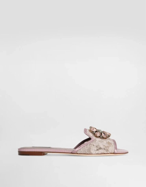 SLIPPERS IN LACE WITH CRYSTALS