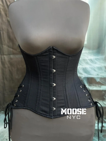 Black Underbust Corset: Steel Boned Waist Cincher, Gothic Steampunk Fashion - Etsy
