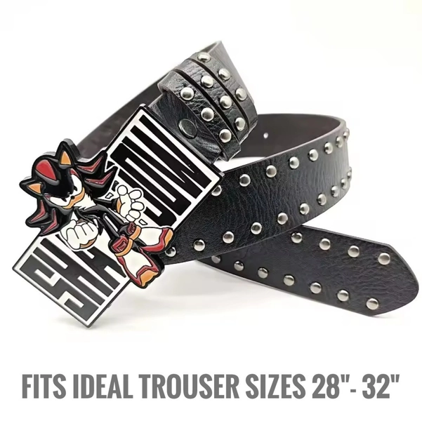 Shadow fixed buckle with studded PU Vegan Faux Leather 100cm Belt