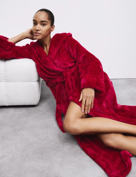 Fleece Hooded Dressing Gown
