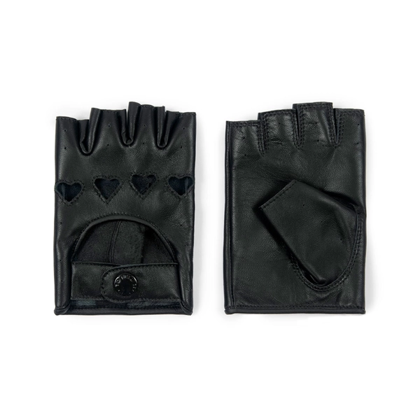 Heartattack - Fingerless Leather Heart Gloves