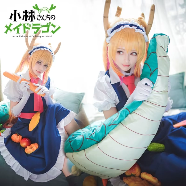 Anime Miss Kobayashi's Dragon Maid Tohru Cosplay Costumes Women Lacauch Kobayashi Holiday Party Maid Uniforms Costume Wig Tail - AliExpress 200000532