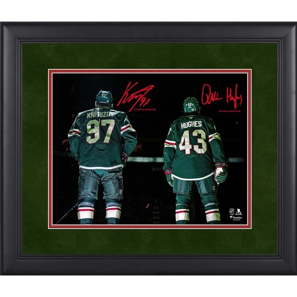Quinn Hughes & Kirill Kaprizov Minnesota Wild Facsimile Signature Fanatics Authentic Framed 11" x 14" Spotlight Photograph