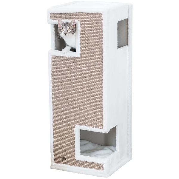TRIXIE Gerardo Plush & Sisal 3-Story Cat Condo Tower with Removable Cushions, 39.4'' H