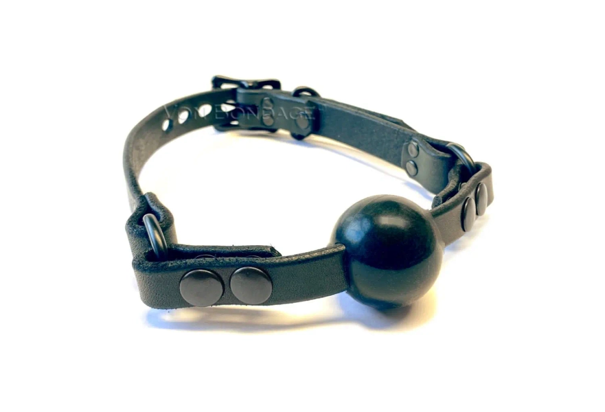 Soft Ninja Black Gag | Removable ball gag piece| Lockable leather gag | Nickel free
