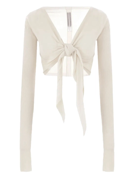 Rick Owens tie-front ribbed cardigan | XS