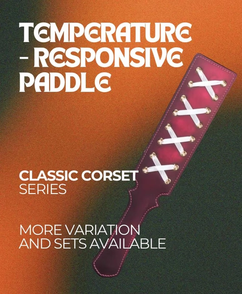 Temperature-Responsive Spanking Set | Classic Corset Paddle, Riding Crop, Discipline Ruler | Paw Design, Kinky and playful, heat-sensitive